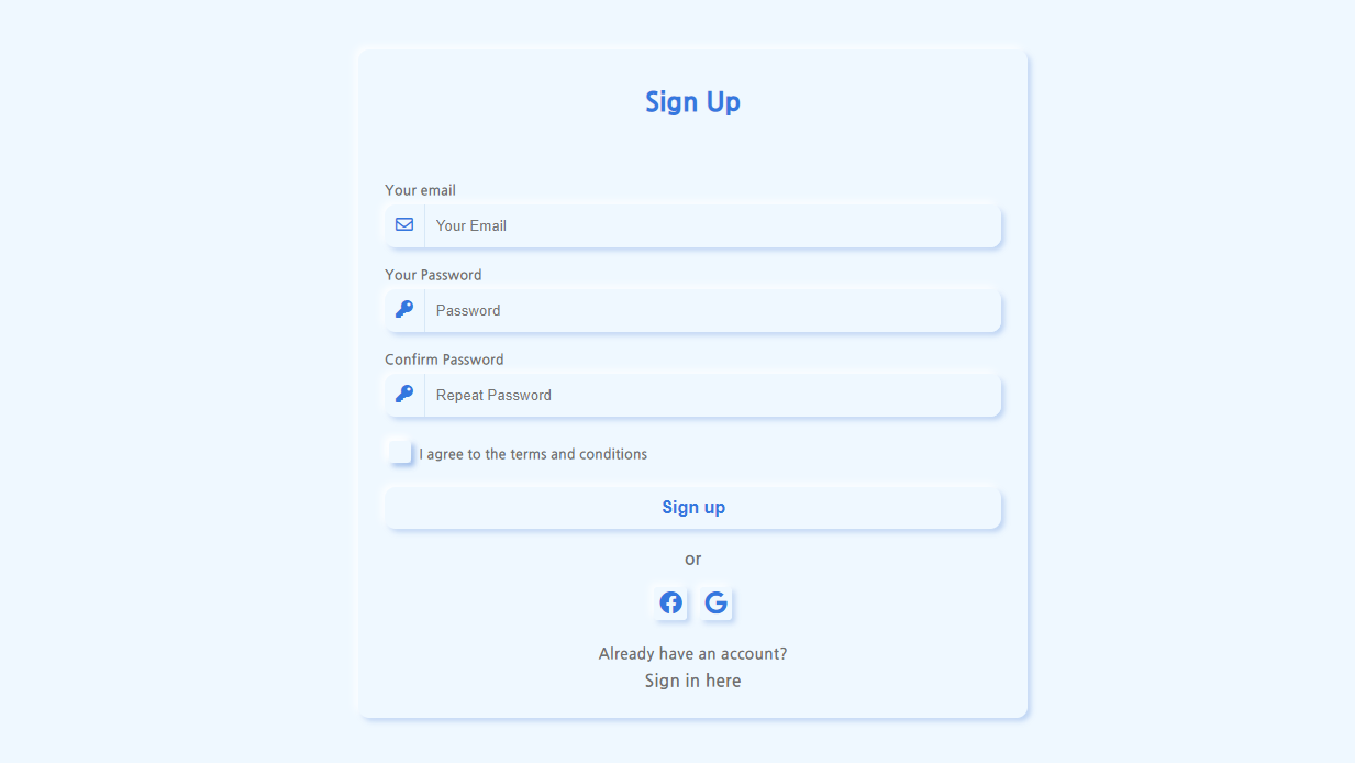 sign-up page